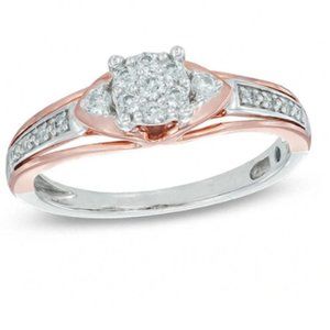 1/5 CT 10K two-tone gold and silver ring